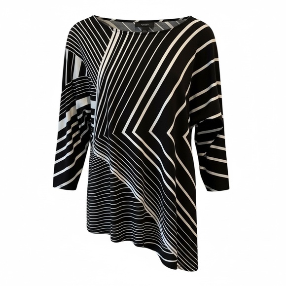 Alfani Tops - Alfani Petite Asymmetrical Black & White Top – Size P/M